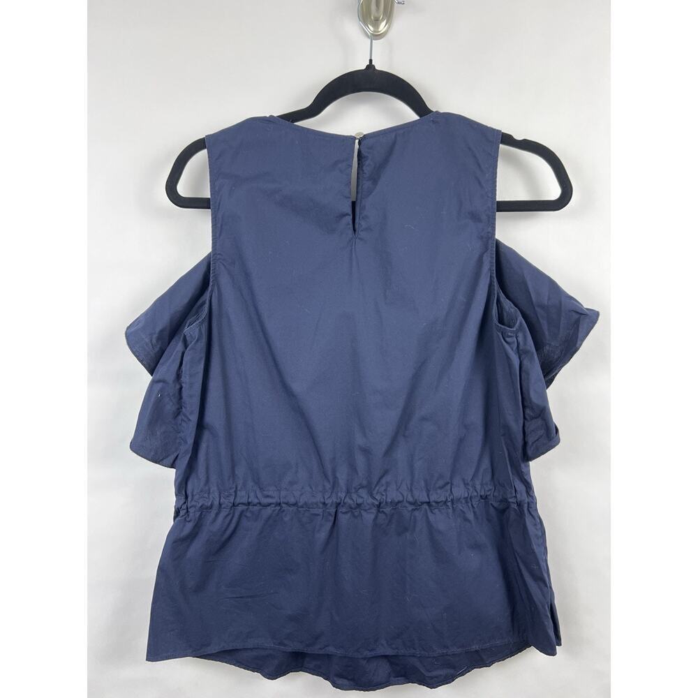 Banana Republic Sleeveless Ruffle Cinch Waist Navy Top S - Picture 7 of 10